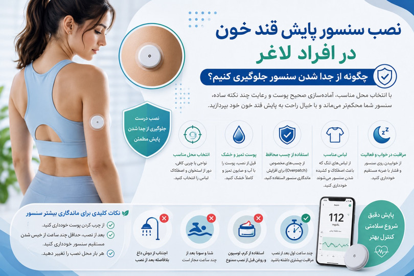 نصب سنسور پایش قند خون در افراد لاغر؛ چگونه از جدا شدن سنسور جلوگیری کنیم؟