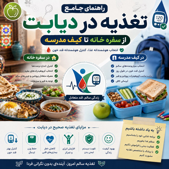 راهنمای جامع تغذیه در دیابت: از سفره خانه تا کیف مدرسه